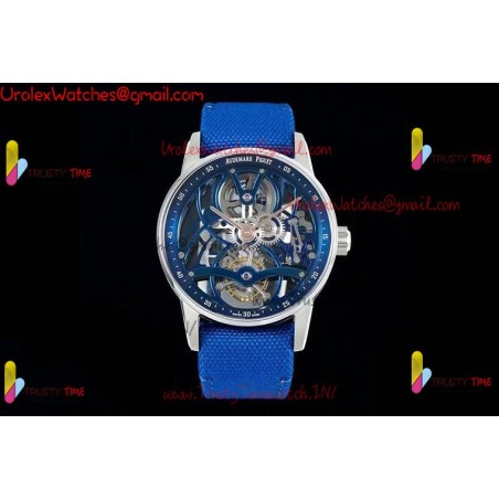 CODE 11.59 26600NB SS APPF BEST EDITION BLUE SKELETON DIAL ON BLUE NYLON STRAP ASIAN TOURBILLON