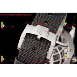 Audemars Piguet Code 11.59 Series New Tourbillon First Meteorite Face Tourbillon Skeleton SS Gray Dial Black Nylon Strap