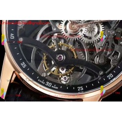 CODE 11.59 26600CR SS/RG APPF BEST EDITION BLACK SKELETON DIAL ON BLACK LEATHER STRAP ASIAN TOURBILLON