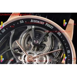 CODE 11.59 26600CR SS/RG APPF BEST EDITION BLACK SKELETON DIAL ON BLACK LEATHER STRAP ASIAN TOURBILLON