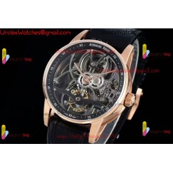 CODE 11.59 26600CR SS/RG APPF BEST EDITION BLACK SKELETON DIAL ON BLACK LEATHER STRAP ASIAN TOURBILLON