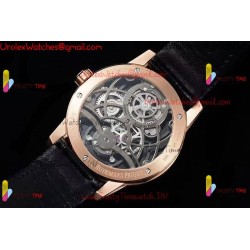 CODE 11.59 26600CR SS/RG APPF BEST EDITION BLACK SKELETON DIAL ON BLACK LEATHER STRAP ASIAN TOURBILLON