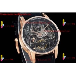 CODE 11.59 26600CR SS/RG APPF BEST EDITION BLACK SKELETON DIAL ON BLACK LEATHER STRAP ASIAN TOURBILLON
