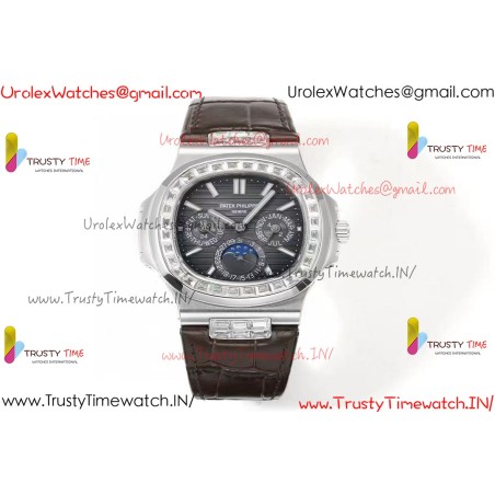 NAUTILUS 5740 T Diamond Bezel SS TWF Best Edition Grey Dial with SS Strap A240
