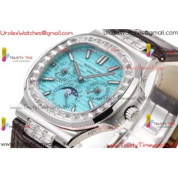 NAUTILUS 5740 T DIAMONDS BEZEL SS TWF BEST EDITION Sky Blue DIAL ON SS BRACELET A240