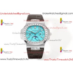 NAUTILUS 5740 T DIAMONDS BEZEL SS TWF BEST EDITION Sky Blue DIAL ON SS BRACELET A240