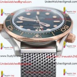 SEAMASTER 300M DIVER TITANIUM/BRONZE GOLD VSF 1:1 BEST EDITION GREEN DIAL ON TITANIUM MESH BRACELET A8806