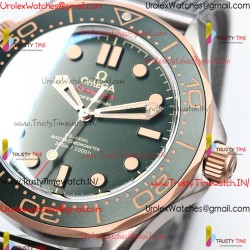 SEAMASTER 300M DIVER TITANIUM/BRONZE GOLD VSF 1:1 BEST EDITION GREEN DIAL ON TITANIUM MESH BRACELET A8806
