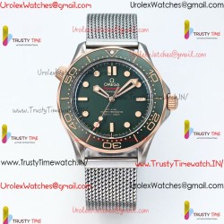 SEAMASTER 300M DIVER TITANIUM/BRONZE GOLD VSF 1:1 BEST EDITION GREEN DIAL ON TITANIUM MESH BRACELET A8806