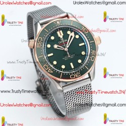 SEAMASTER 300M DIVER TITANIUM/BRONZE GOLD VSF 1:1 BEST EDITION GREEN DIAL ON TITANIUM MESH BRACELET A8806