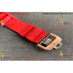 RM011 RG CASE CARBON BEZEL CHRONOGRAPH KVF 1:1 BEST EDITION SKELETON DIAL RED/RG ON RED RUBBER STRAP A7750