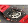 RM011 RG CASE CARBON BEZEL CHRONOGRAPH KVF 1:1 BEST EDITION SKELETON DIAL RED/RG ON RED RUBBER STRAP A7750
