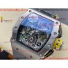 RM011 RG Grey Case Carbon Bezel Chronograph KVF 1:1 Best Version Skeleton Dial Grey / Grey Rubber Strap A7750