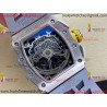 RM011 RG Grey Case Carbon Bezel Chronograph KVF 1:1 Best Version Skeleton Dial Grey / Grey Rubber Strap A7750
