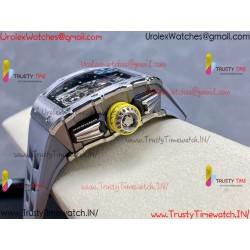 RM011 RG Grey Case Carbon Bezel Chronograph KVF 1:1 Best Version Skeleton Dial Grey / Grey Rubber Strap A7750