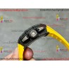 RM011 RG Black Case Carbon Bezel Chronograph KVF 1:1 Best Version Skeleton Dial Yellow / Yellow Rubber Strap A7750