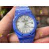 ROYAL OAK 15500 BLUE CERAMIC APSF 1:1 BEST EDITION SILVER DIAL ON BLUE CERAMIC BRACELET SA4302 SUPER CLONE