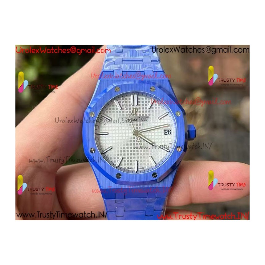 ROYAL OAK 15500 BLUE CERAMIC APSF 1:1 BEST EDITION SILVER DIAL ON BLUE CERAMIC BRACELET SA4302 SUPER CLONE ROYAL OAK 15500 BLUE CERAMIC APSF 1:1 BEST EDITION SILVER DIAL ON BLUE CERAMIC BRACELET SA4302 SUPER CLONE