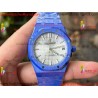 ROYAL OAK 15500 BLUE CERAMIC APSF 1:1 BEST EDITION SILVER DIAL ON BLUE CERAMIC BRACELET SA4302 SUPER CLONE
