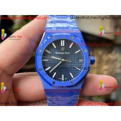 Royal Oak 15500 Blue Ceramic APSF 1:1 Best Edition Black dial with blue ceramic strap SA4302 Super Clone