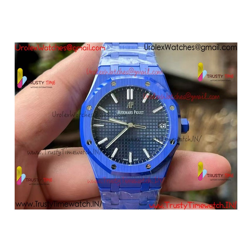 Royal Oak 15500 Blue Ceramic APSF 1:1 Best Edition Black dial with blue ceramic strap SA4302 Super Clone Royal Oak 15500 Blue Ceramic APSF 1:1 Best Edition Black dial with blue ceramic strap SA4302 Super Clone