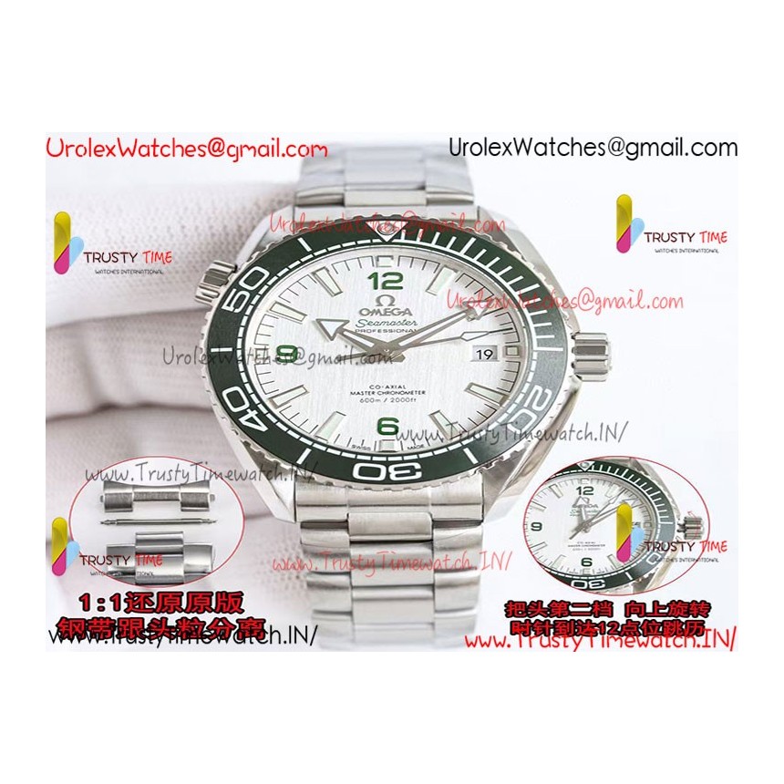 Planet Ocean 600M 43.5mm Green Ceramic Bezel SS VSF 1:1 Best Edition Silver Dial on SS Strap A8900 Planet Ocean 600M 43.5mm Green Ceramic Bezel SS VSF 1:1 Best Edition Silver Dial on SS Strap A8900