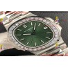 AUTILUS 5711/1A 3KF 1:1 BEST EDITION DIAMONDS BEZEL GREEN TEXTURED DIAL ON