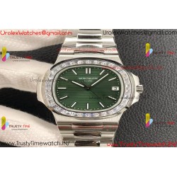 AUTILUS 5711/1A 3KF 1:1 BEST EDITION DIAMONDS BEZEL GREEN TEXTURED DIAL ON