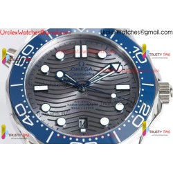 SEAMASTER DIVER 300M BLUE CERAMIC BEZEL V4 VSF 1:1 BEST EDITION Grey DIAL ON SS BRACELET SUPER CLONE ASIAN 8800