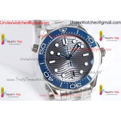 SEAMASTER DIVER 300M BLUE CERAMIC BEZEL V4 VSF 1:1 BEST EDITION Grey DIAL ON SS BRACELET SUPER CLONE ASIAN 8800