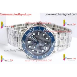 SEAMASTER DIVER 300M BLUE CERAMIC BEZEL V4 VSF 1:1 BEST EDITION Grey DIAL ON SS BRACELET SUPER CLONE ASIAN 8800