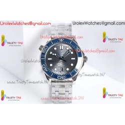 SEAMASTER DIVER 300M BLUE CERAMIC BEZEL V4 VSF 1:1 BEST EDITION Grey DIAL ON SS BRACELET SUPER CLONE ASIAN 8800