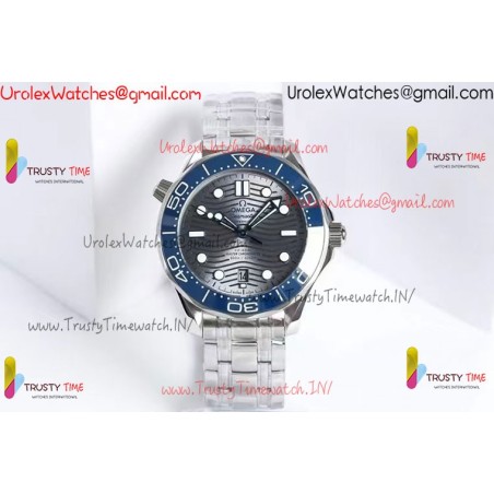 SEAMASTER DIVER 300M BLUE CERAMIC BEZEL V4 VSF 1:1 BEST EDITION Grey DIAL ON SS BRACELET SUPER CLONE ASIAN 8800