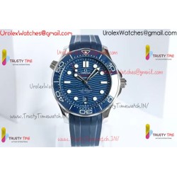 SEAMASTER DIVER 300M BLUE CERAMIC BEZEL V4 VSF 1:1 BEST EDITION BLUE DIAL ON SS BRACELET SUPER CLONE ASIAN 880
