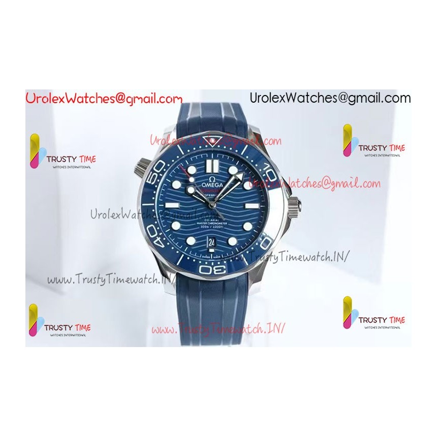 SEAMASTER DIVER 300M BLUE CERAMIC BEZEL V4 VSF 1:1 BEST EDITION BLUE DIAL ON SS BRACELET SUPER CLONE ASIAN 880