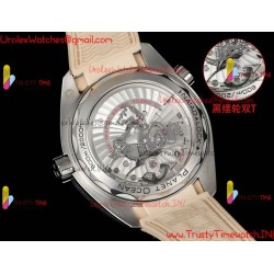 Omega·Ocean Universe TVSF 43.5MM Beige Dial Ceramic Bezel Beige Rubber Strap Movement 8900