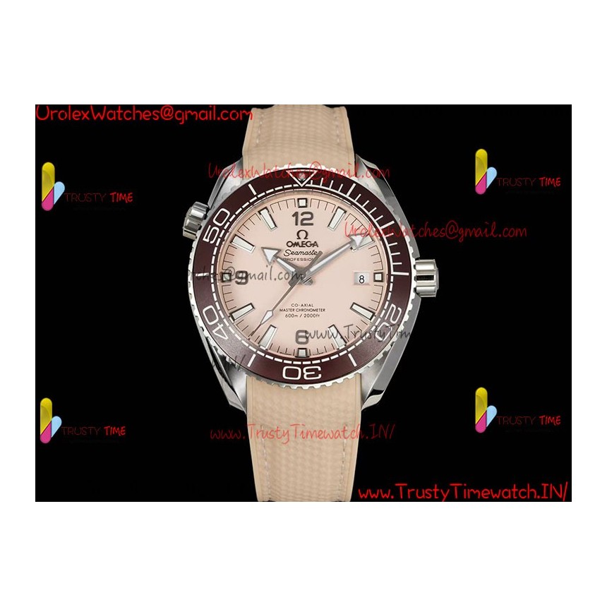 Omega·Ocean Universe TVSF 43.5MM Beige Dial Ceramic Bezel Beige Rubber Strap Movement 8900