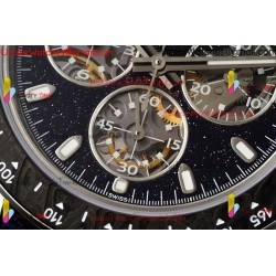 DAYTONA DIW SS/PVD CARBON BEZEL ADGF BEST EDITION BLACK SKELETON DIAL ON BLACK LEATHER STRAP SA4130