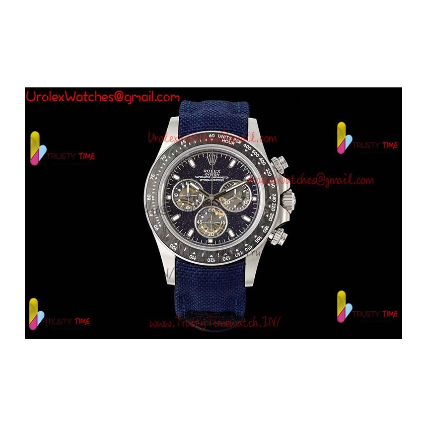 DAYTONA DIW SS/PVD CARBON BEZEL ADGF BEST EDITION BLACK SKELETON DIAL ON BLACK LEATHER STRAP SA4130