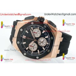 ROYAL OAK OFFSHORE 43MM 26420SO RG APSF 1:1 BEST EDITION BLACK DIAL ON BLACK RUBBER STRAP SA4401 SUPER CLONE