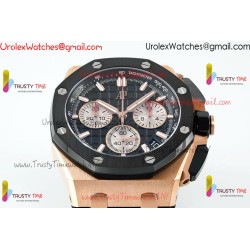 ROYAL OAK OFFSHORE 43MM 26420SO RG APSF 1:1 BEST EDITION BLACK DIAL ON BLACK RUBBER STRAP SA4401 SUPER CLONE