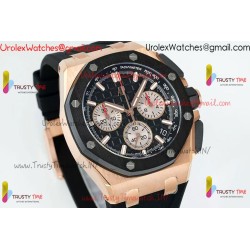 ROYAL OAK OFFSHORE 43MM 26420SO RG APSF 1:1 BEST EDITION BLACK DIAL ON BLACK RUBBER STRAP SA4401 SUPER CLONE