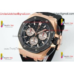 ROYAL OAK OFFSHORE 43MM 26420SO RG APSF 1:1 BEST EDITION BLACK DIAL ON BLACK RUBBER STRAP SA4401 SUPER CLONE