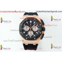 ROYAL OAK OFFSHORE 43MM 26420SO RG APSF 1:1 BEST EDITION BLACK DIAL ON BLACK RUBBER STRAP SA4401 SUPER CLONE