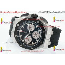 ROYAL OAK OFFSHORE 43MM 26420SO SS APSF 1:1 BEST EDITION BLACK DIAL ON BLACK RUBBER STRAP SA4401 SUPER CLONE