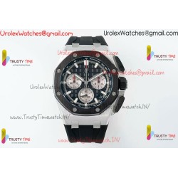 ROYAL OAK OFFSHORE 43MM 26420SO SS APSF 1:1 BEST EDITION BLACK DIAL ON BLACK RUBBER STRAP SA4401 SUPER CLONE
