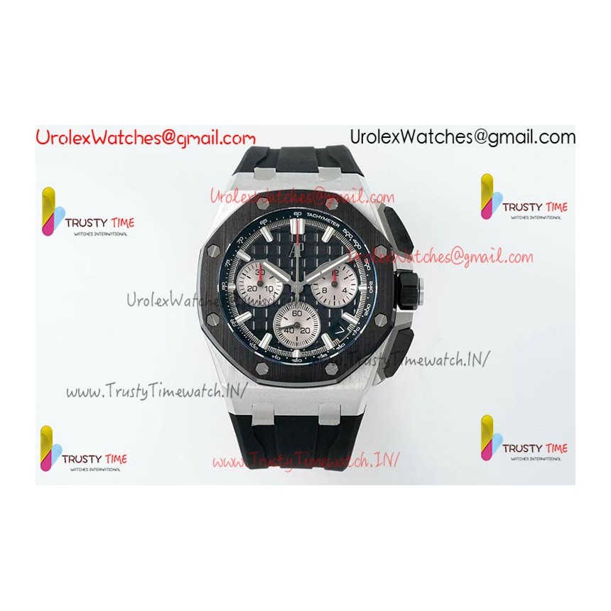 ROYAL OAK OFFSHORE 43MM 26420SO SS APSF 1:1 BEST EDITION BLACK DIAL ON BLACK RUBBER STRAP SA4401 SUPER CLONE
