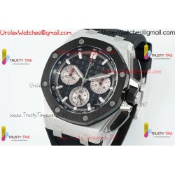 ROYAL OAK OFFSHORE 43MM 26420SO SS APSF 1:1 BEST EDITION BLACK DIAL ON BLACK RUBBER STRAP SA4401 SUPER CLONE