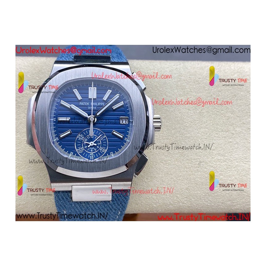 Patek Philippe Nautilus 59801A 3KF 40MM Blue Dial SS Blue Cloth Strap Caliber CH28-520 Patek Philippe Nautilus 59801A 3KF 40MM Blue Dial SS Blue Cloth Strap Caliber CH28-520