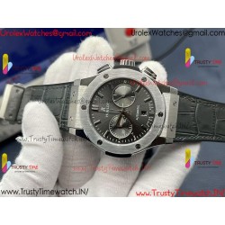 Hublot Big Bang 44mm Grey Dial SS Grey Leather Strap Dial 7750